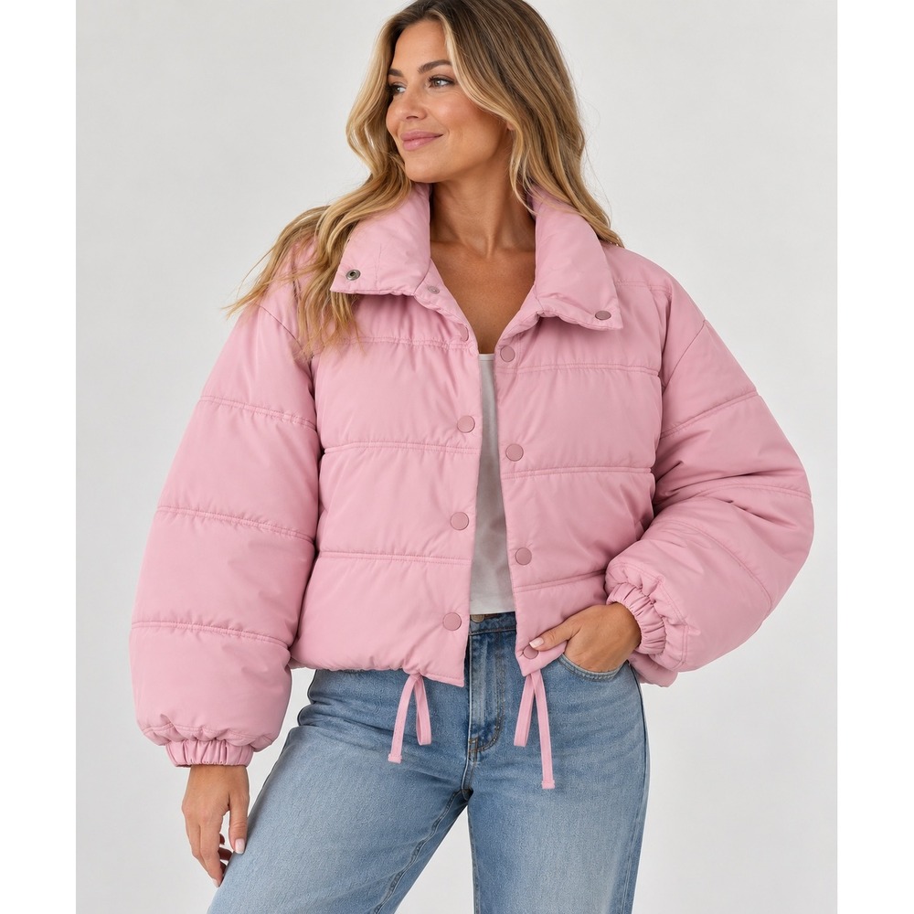 Wild Fable Pink Puffer Jacket Water Resistant Quilt Crop Coat XL Blush Coquette